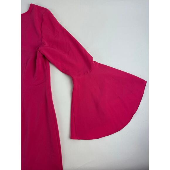 Karl Lagerfeld Paris Size 8 NWT Women's Hot Pink Knee Length Dress Bell Sleeves - Picture 11 of 13